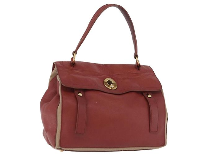 SAINT LAURENT Muse Borsa a Mano in Pelle Rossa Oro Auth BSZ046 Rosso D'oro
