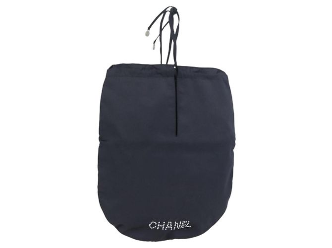 CHANEL Borsa a cordoncino Borsa in Raso Blu Navy CC Auth bs33901
