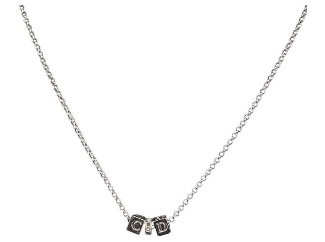 Christian Dior Halskette Metall Silber Auth BA11492
