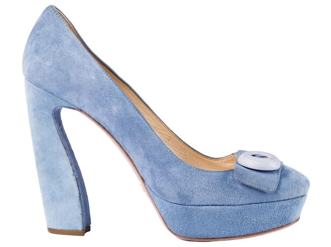 Escarpins en Suède Bleu Clair Prada Marron clair