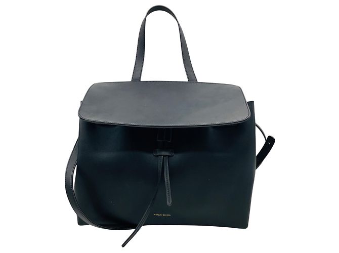 Bolsa de mão feminina em couro de bezerro preto Mansur Gavriel