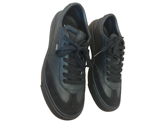 Baskets Dior B101 en cuir de veau lisse et daim noir
