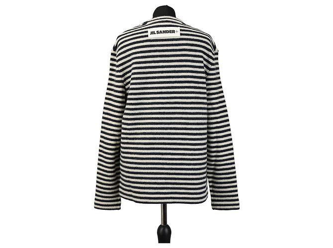 Suéter Jil Sander de lã listrado azul marinho e creme Multicor