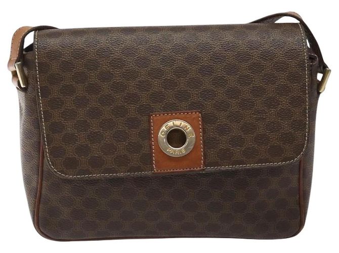 Céline Bolsa de ombro Celine Macadam Canvas Marrom
