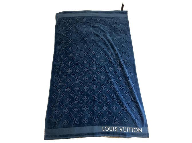 Asciugamano da spiaggia Louis Vuitton Monogramma Blu Cotone