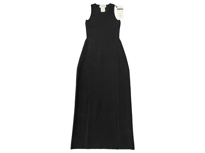 Sportmax Langes schwarzes Rippstrickkleid