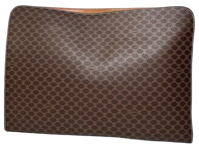 Céline Vintage Celine Paris Triomphe Monogramm Leder Clutch Braun