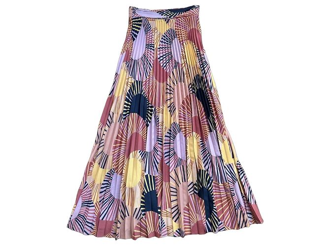 Ba&Sh Saia longa plissada estampada Marrom Preto Rosa Amarelo