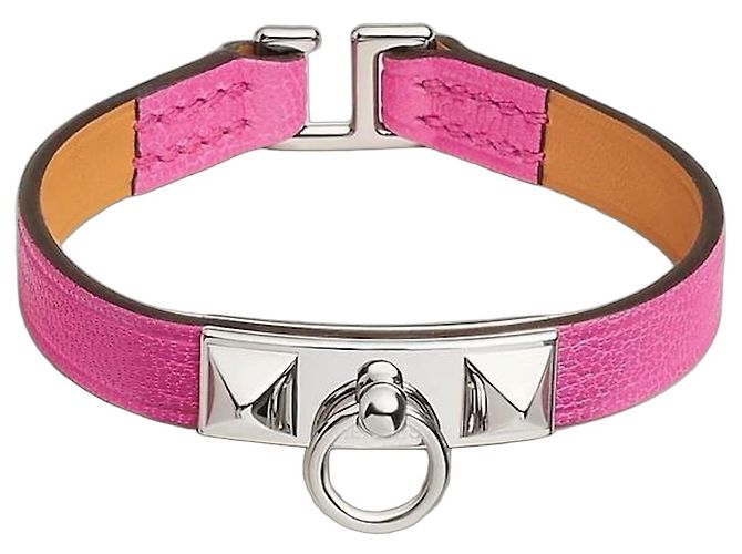 Hermès HERMES BRACELET RIVALE MINI CHEVRE CHANKLA. Rose 