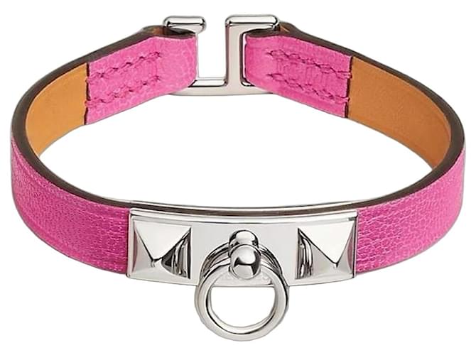 Hermès HERMES RIVALE MINI CHEVRE BRACELET CHANKLA. Pink 