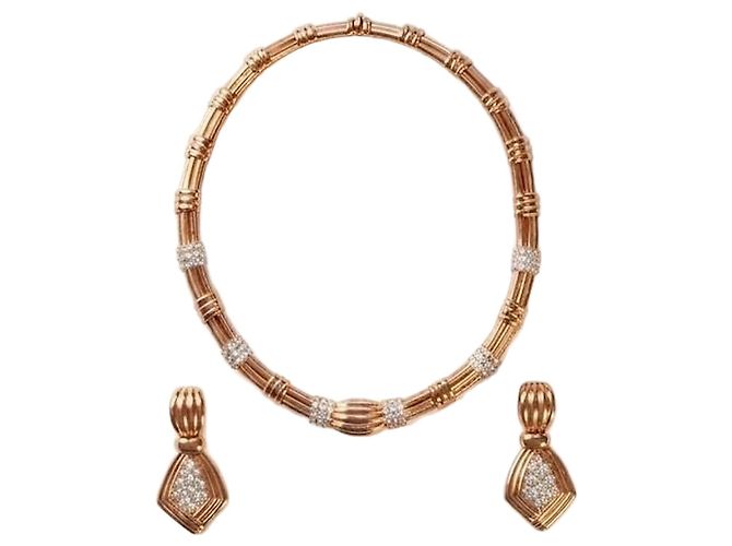 Boucheron Conjunto de colar e brincos de ouro e diamantes Gold hardware