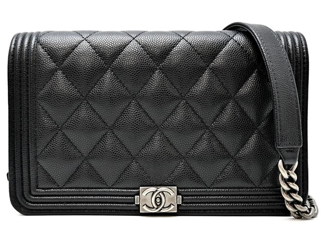 Chanel Boy Chain Wallet Black