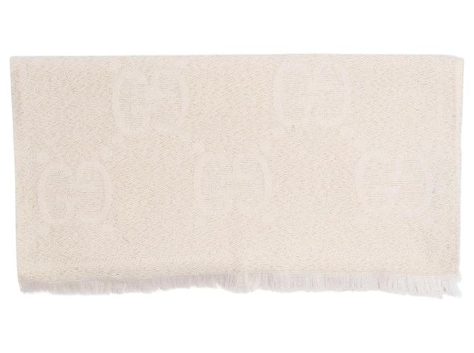 Gucci Glitzernder Monogramm-Schal in Creme Roh