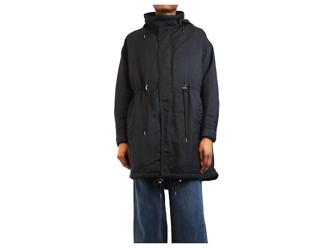Mcq Navy hooded nylon parka - size UK 6 Navy blue