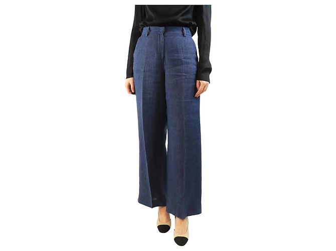 Weekend Max Mara Blaue Leinenhose - Größe UK 8
