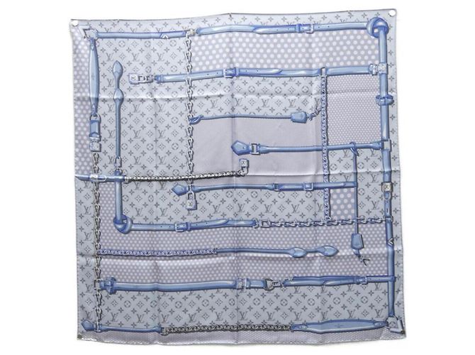 Cachecóis de seda azul Louis Vuitton