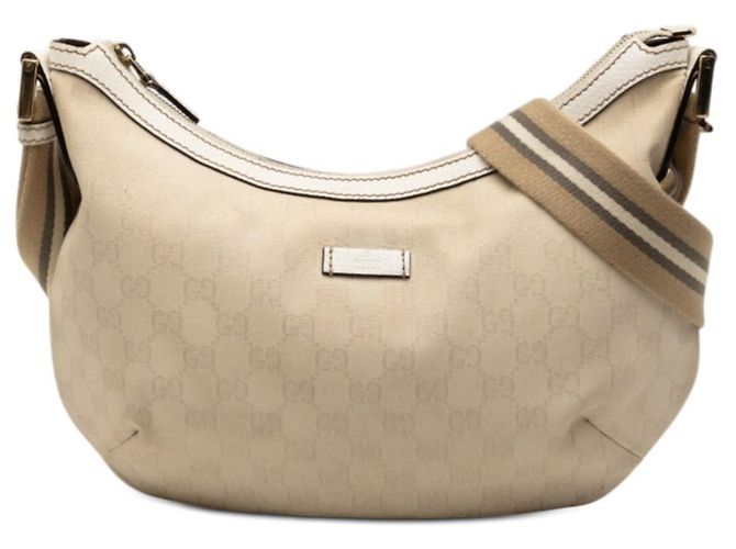 Bolsa transversal em canvas GG da Gucci Branco Bege