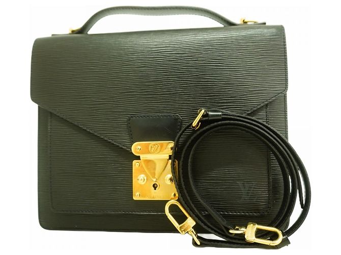 Louis Vuitton Epi Monceau 28 Handtasche Schwarz