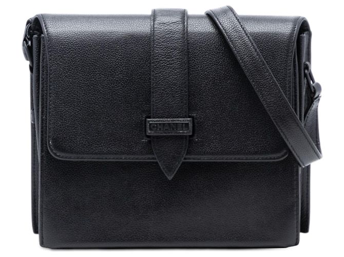 Borsa a tracolla in pelle di vitello grana nera Chanel Nero