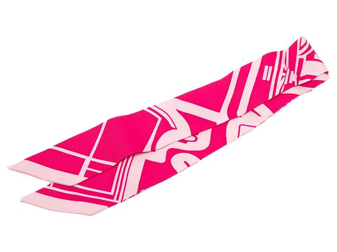Bufanda de Seda Les Coupes Tattoo Twilly Rosa de Hermès