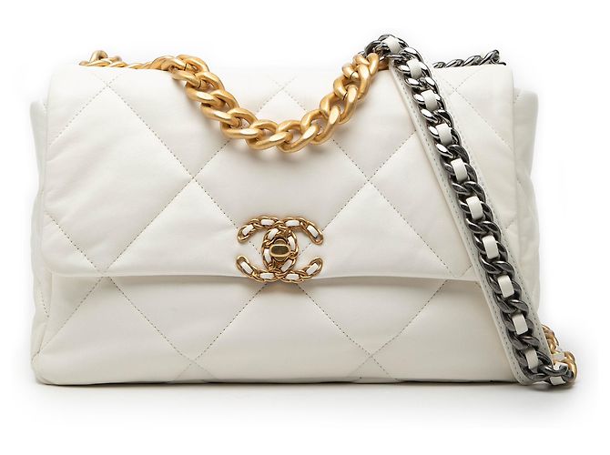 Chanel Weiß Große Lammleder 19 Klappe
