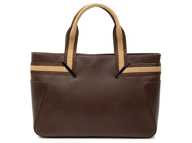 Gucci braune Leder-Web-Handtasche Dunkelbraun