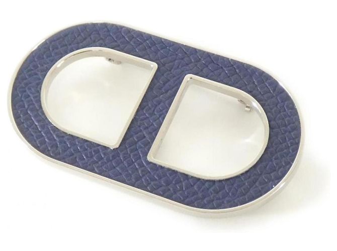 Chaîne d'ancre Broche Chaine d'Ancre Hermès Prata Azul Azul marinho