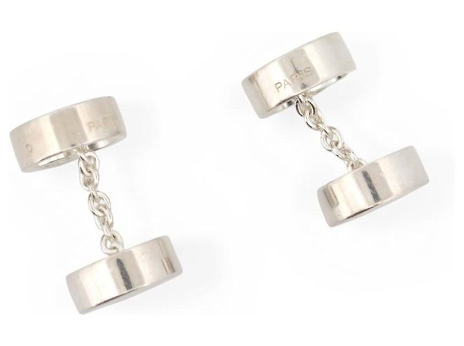 Hermès HERMES MAGNETIC CUFFLINKS STERLING SILVER 925 19.5G Silvery