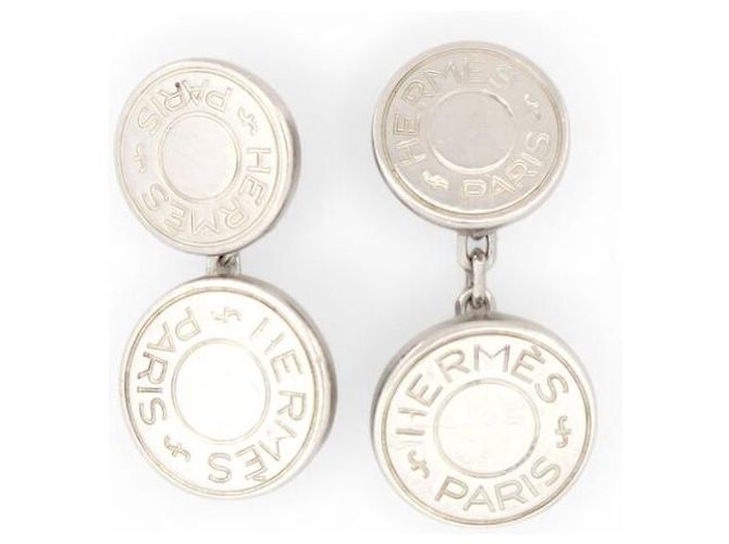 Hermès VINTAGE HERMES SADDLE NAILS SOLID SILVER 925 CUFFLINKS Silvery