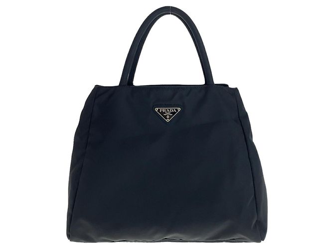 Borsa tote in nylon tessuto con logo Prada Nero