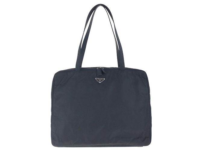 Borsa a tracolla in nylon tessuto con logo Prada Nero
