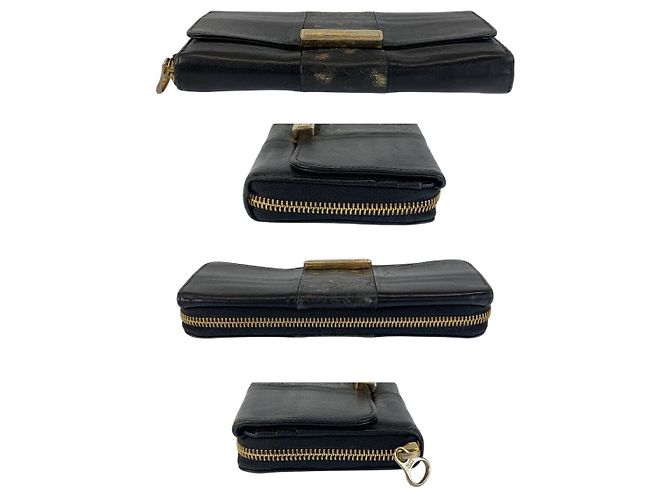 Chloé Cartera larga de cuero negro Chloe