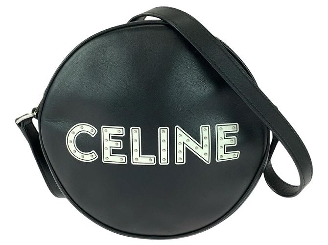 Céline Bolsa de ombro de couro com logo Dancing Kid da Celine Preto