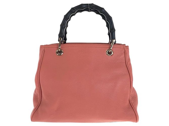 Bolsa Tote de Couro Gucci Bamboo Rosa