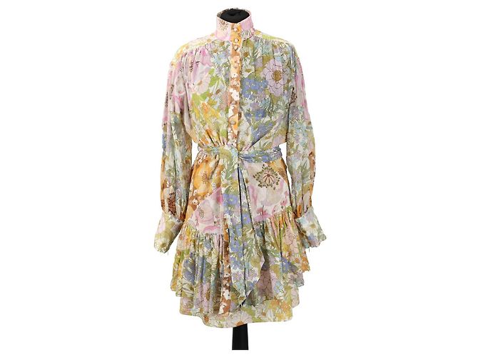 Abito mini Zimmermann Super Eight multicolore in cotone e seta