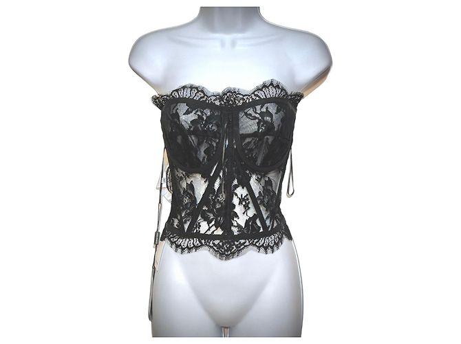 Top corsetto in pizzo nero Dolce & Gabbana
