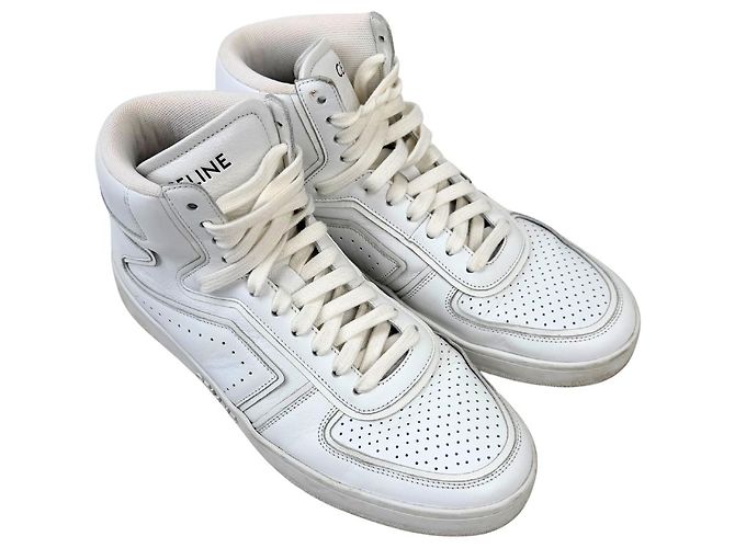 Baskets montantes blanches en cuir Céline CT-01 "Z"