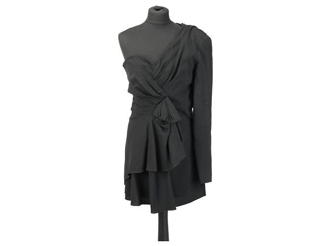 Saint Laurent One-Shoulder Mini Kleid Schwarz