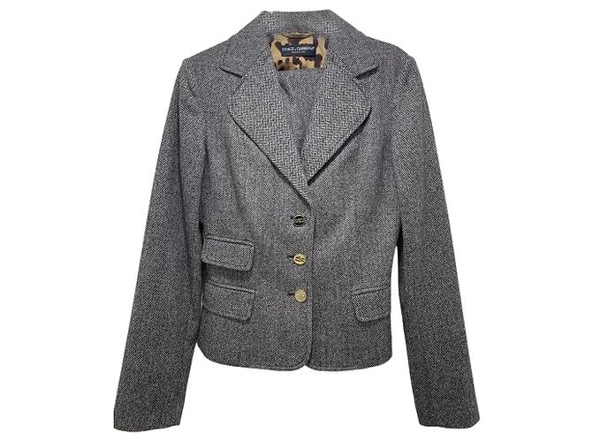 Dolce & Gabbana Blazer und Rock Set Grau Kaschmir Wolle Anthrazitgrau