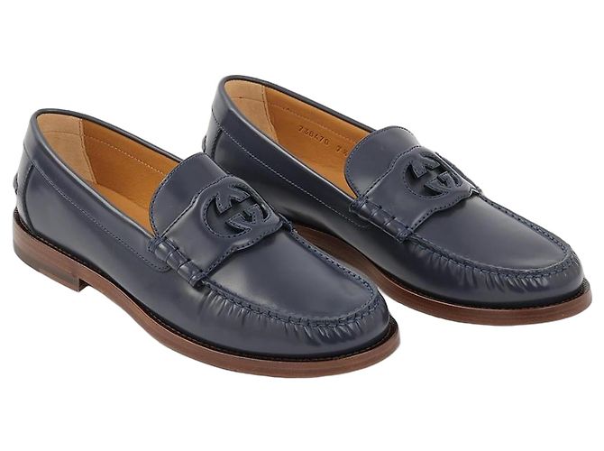 Mocassini Gucci Interlocking G in pelle blu navy