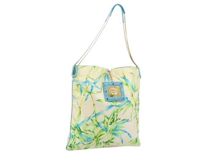 VERSACE Tote Bag Canvas Multicolor Gold Auth bs33882 Multiple colors Golden