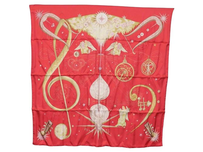 Hermès HERMES Carré 90 Schal Seide ""QUINTESSENZ"" Rot Auth am11039V