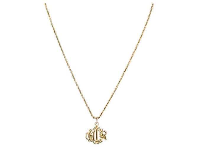 Collar Christian Dior metal dorado Auth BA11483