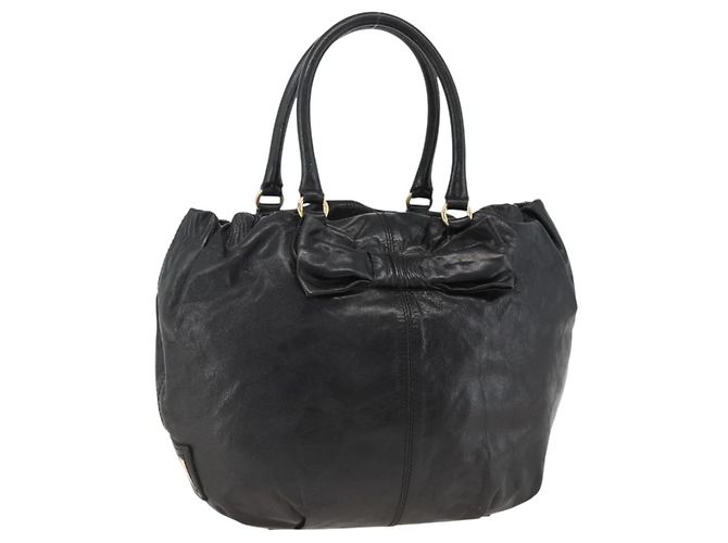 Borsa Tote in Pelle Valentino Nera Oro Auth BA11469 Nero D'oro