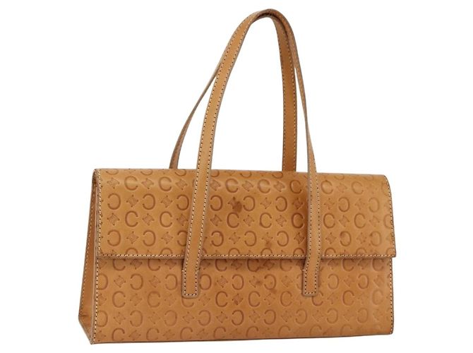 Céline CELINE C Macadam Canvas Handtasche aus Leder Beige Gold Auth BSZ627A Golden