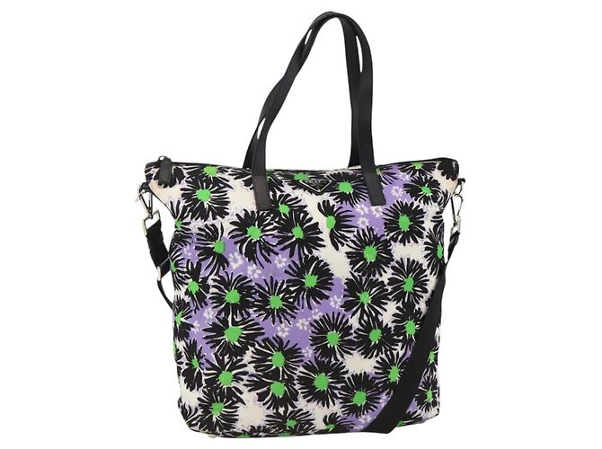 PRADA Tote Bag Nylon 2way Multicolor Silver Auth BA11353A Silvery Multiple colors