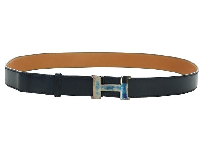 Hermès HERMES Constance Belt Leather Vintage 29.5"" Navy Auth am11019A