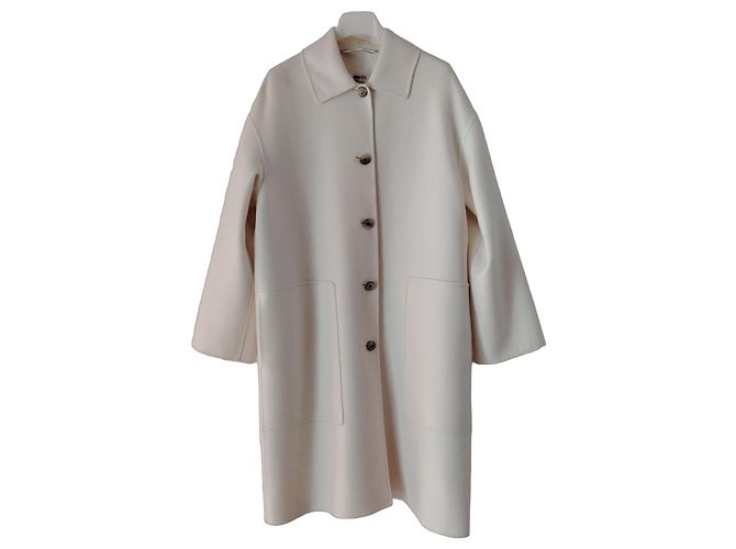 HERMÈS EVASÉ COAT IN LIGHT DOUBLE FACE CASHMERE. White