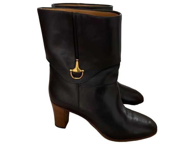 Botas de cuero negras Gucci Negro