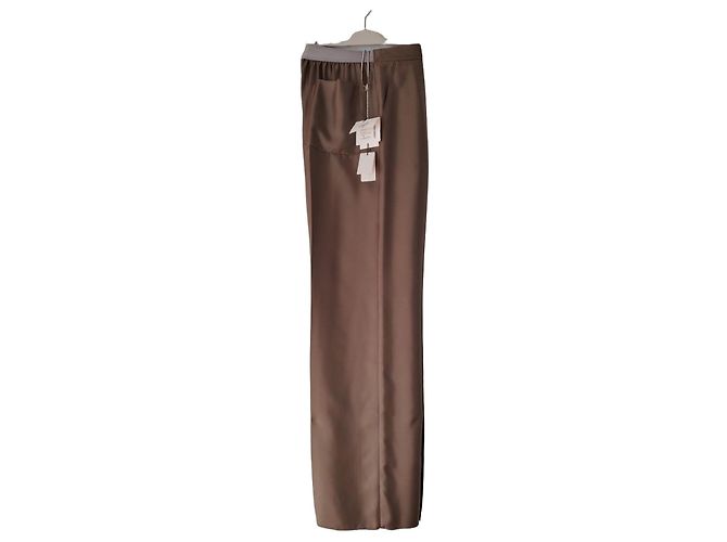 HERMÈS PANTALONI PYJAMA IN SETA. Cachi